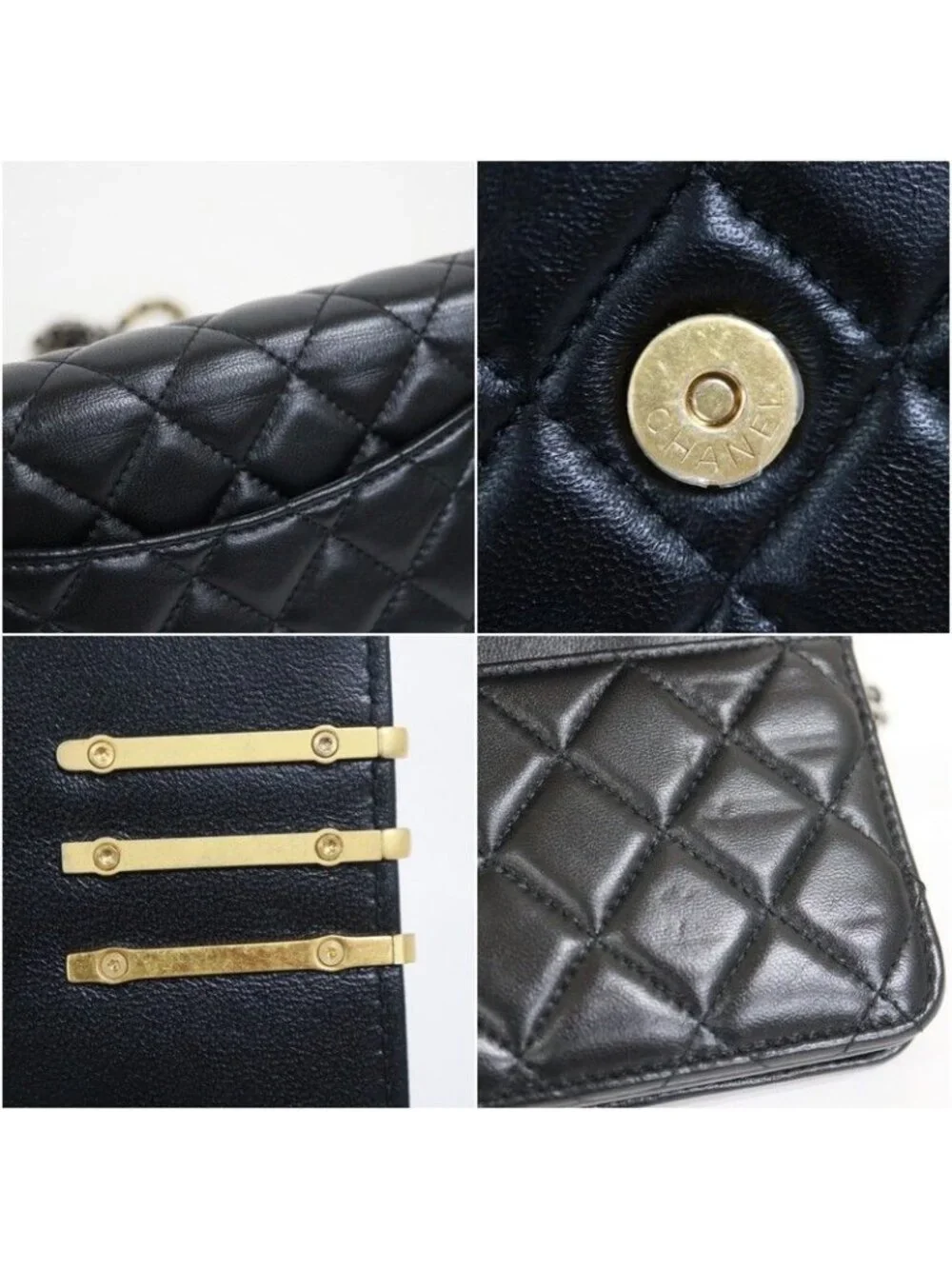 Chanel Quilted Chain Wallet 19 Lambskin Black Gold Silver - Picture 5 of 8